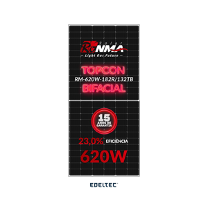 Modulo solar ronma 620w rm-620w-182r/132tb 132 cells topcon bifacial black frame - 740 un/cntr