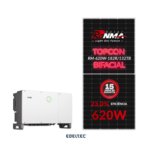 Gerador edeltec solar saj 127,72 kwp tri. 220v metalico (75k/620w bifacial)